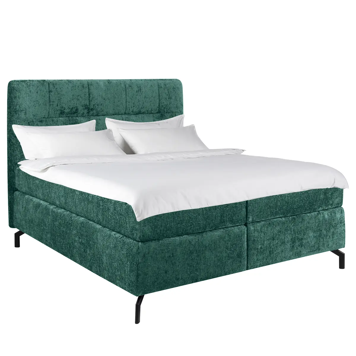 Boxspringbett Plumas 160 x 200cm Chenille Ova Grün H2 | Blau