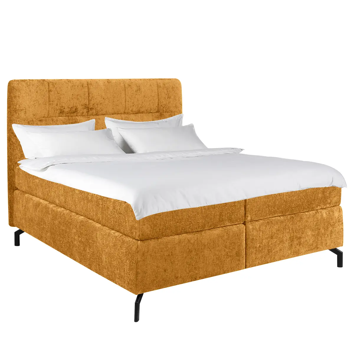 loftscape Boxspringbett Plumas 160 x 200cm Chenille Ova Gelb H2 | Gelb