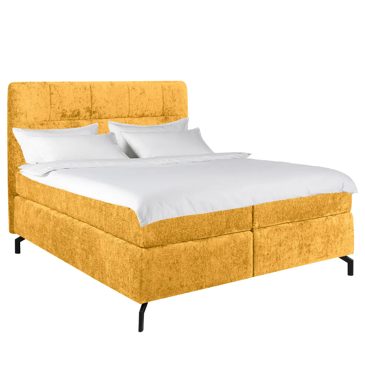 Loftscape Boxspringbett Plumas 160 x 200cm Chenille Tringa Gelb H3