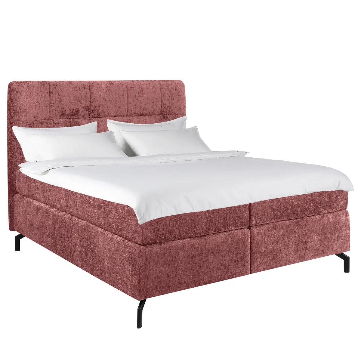Boxspringbett Plumas 160 x 200cm Chenille Tringa Rot H2