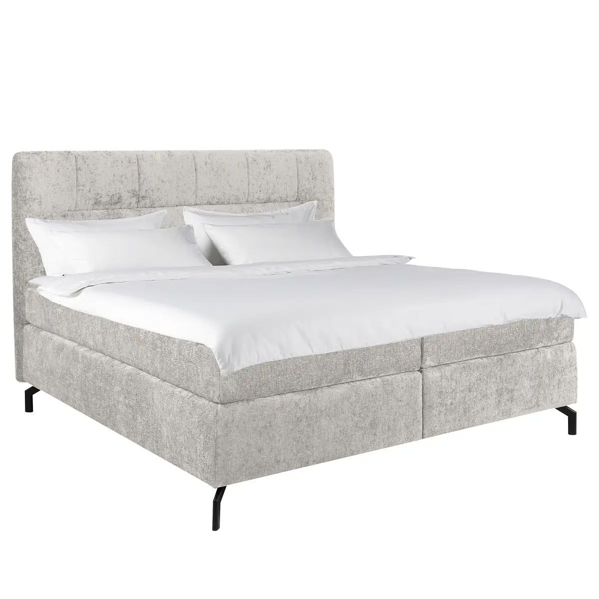 Boxspringbett Plumas 180 x 200cm Chenille Ova Grau H3 / H4