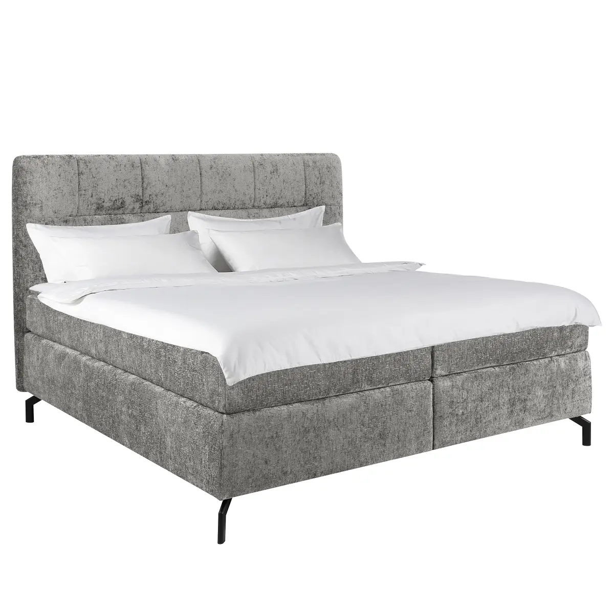 Boxspringbett Plumas 180 x 200cm Chenille Tringa Grau H3 / H4