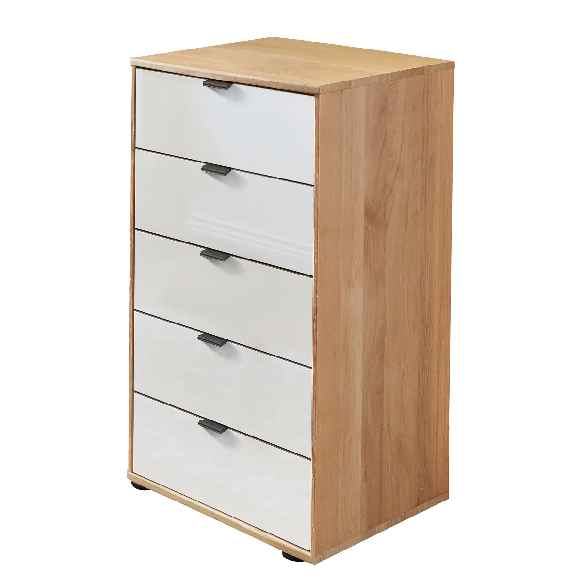Kommode mit 5 Schubladen 40cm Braun/Weiß/Weiß Erle | Mehrfarbig