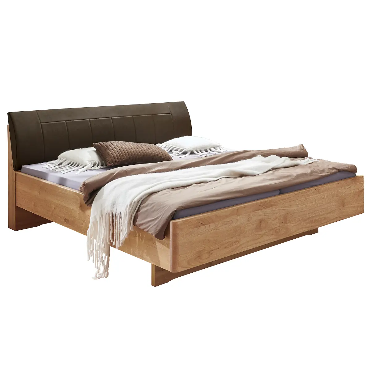Bettgestell mit Polsterkopfteil 140 x 220cm | Braun