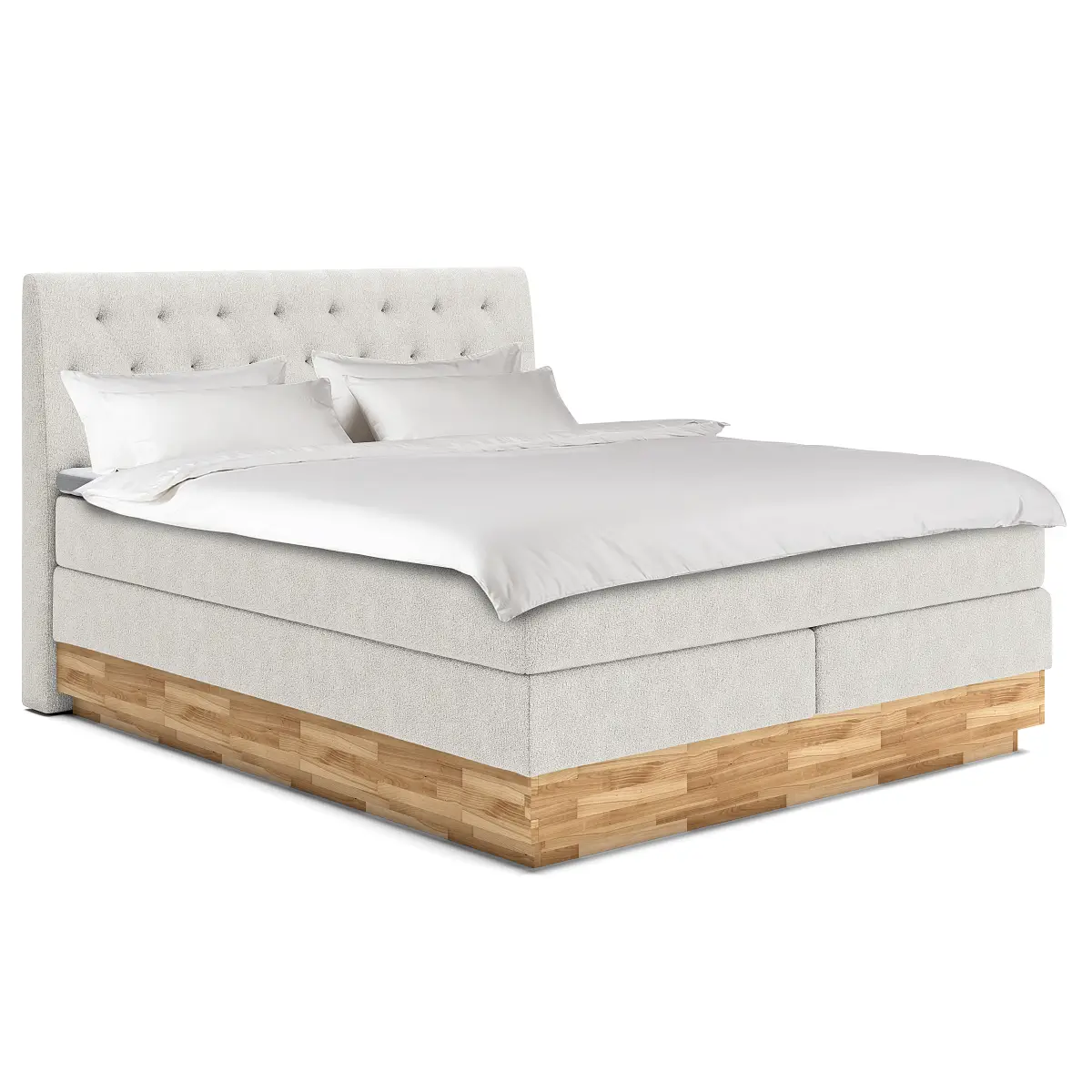 Boxspringbett Nabari 180 x 200cm Chenille Beige/Creme H3 / H4
