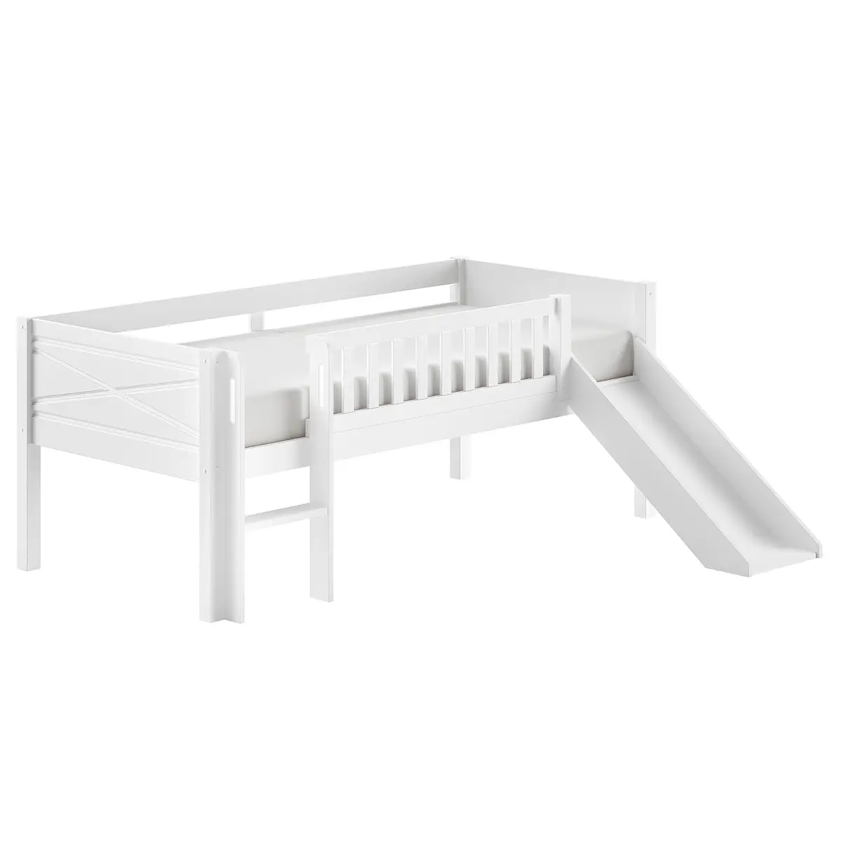 Vipack Massives Kojenbett Scott 90 x 200cm Weiß mit Rutsche/mit Leiter