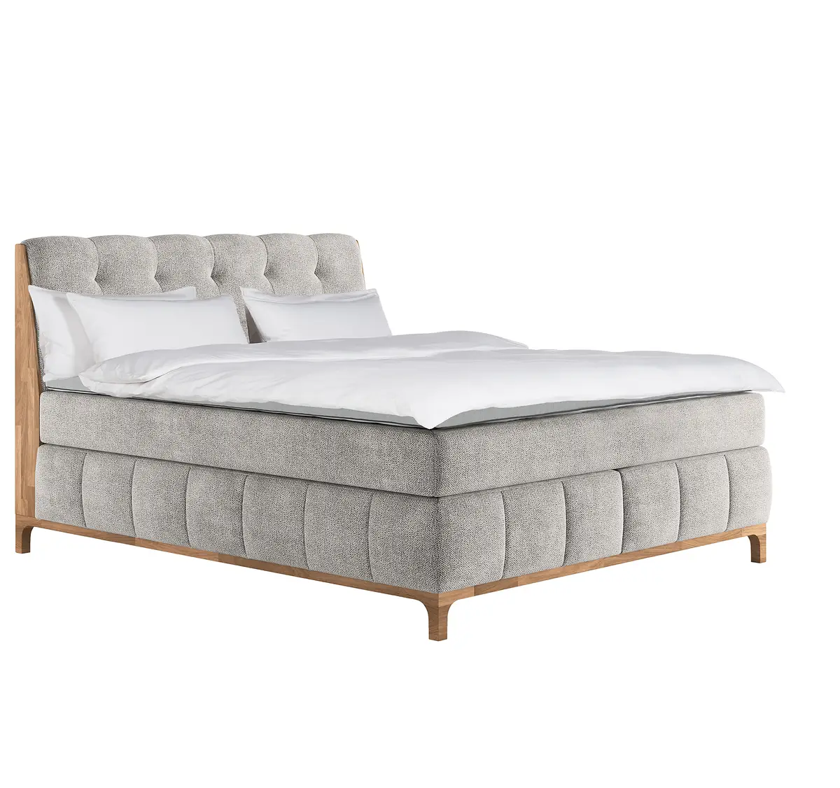 Boxspringbett 160 x 200cm Flachgewebe Oria Grau H2 | Grau