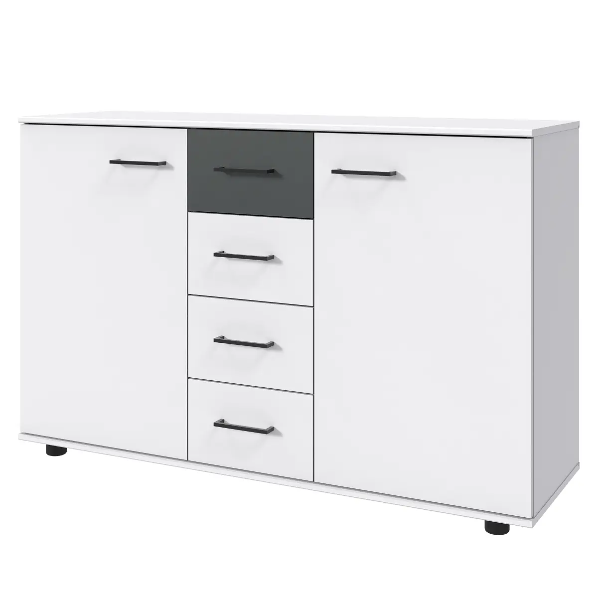 Kommode Tibet 130cm Weiß/Graphit | Weiß