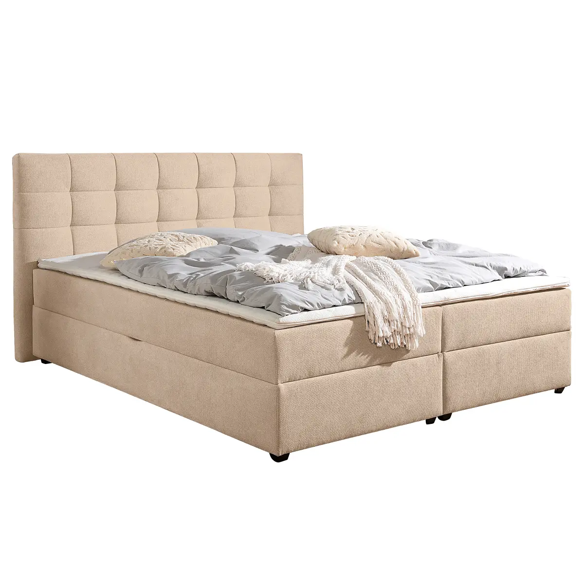 loftscape Boxbett Clonaslee 200 x 200cm Strukturstoff Cosma Beige H3