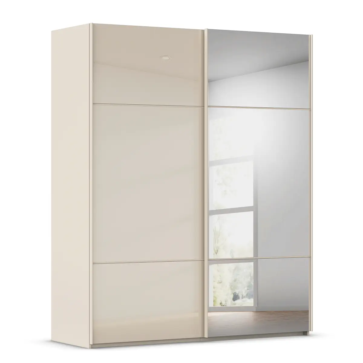 rauch Orange Schwebetürenschrank Covalo mit Glasfront 181cm | Beige