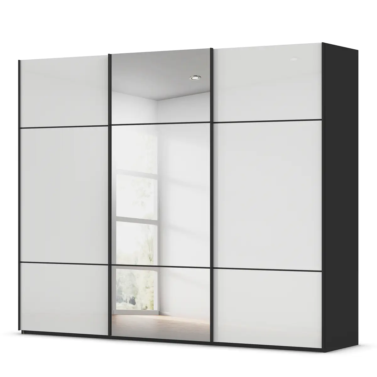 rauch Orange Schwebetürenschrank Covalo mit Glasfront 301cm