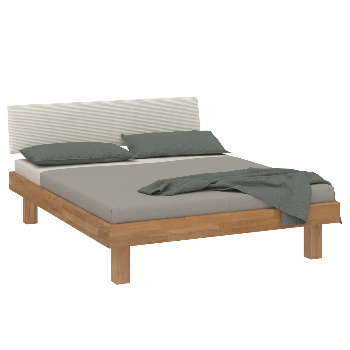 Massivholzbett Bari Plus 160 x 200cm Cord Braun/Beige Wildeiche