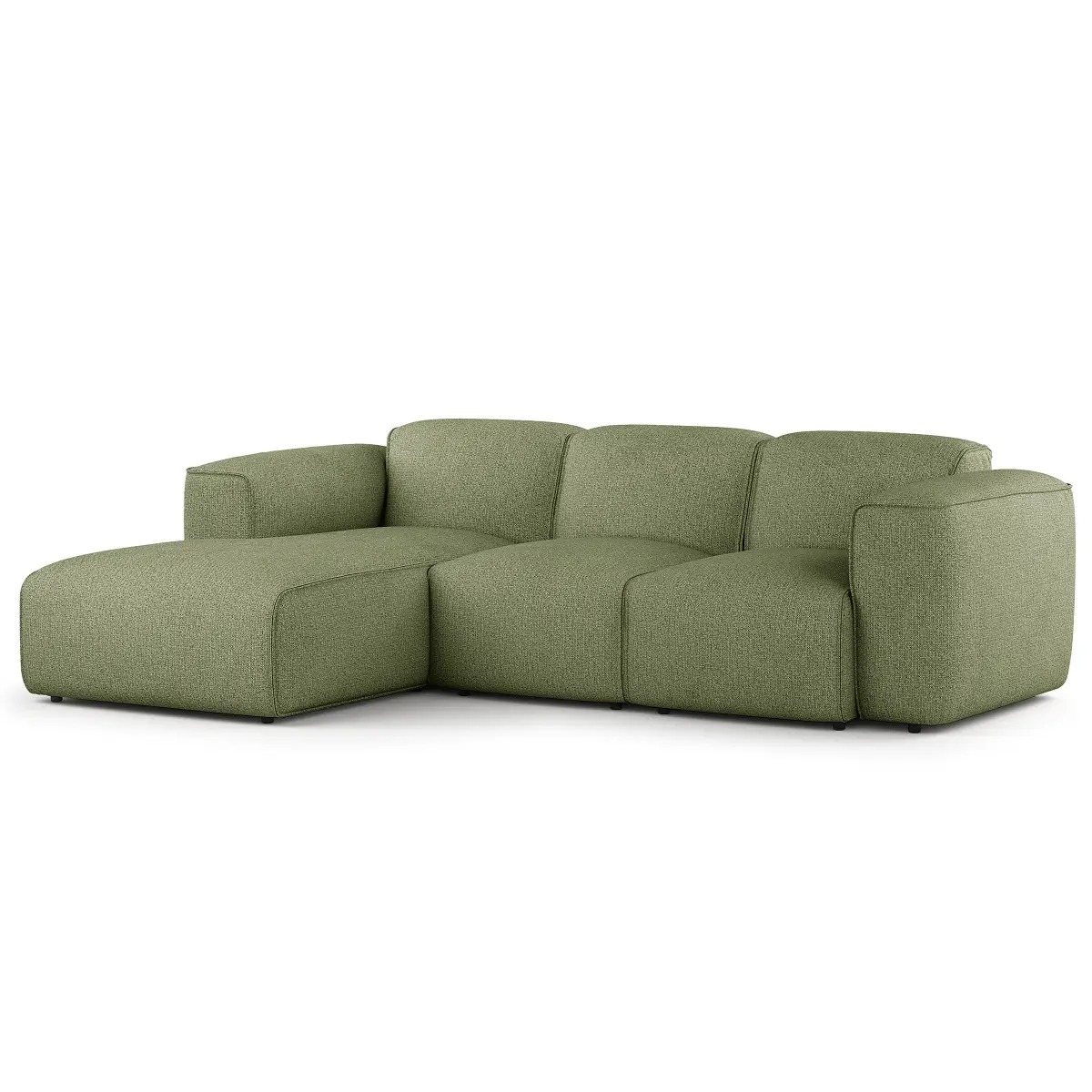 Ecksofa 3-Sitzer mit Longchair Grün Webstoff Amaris | Grün