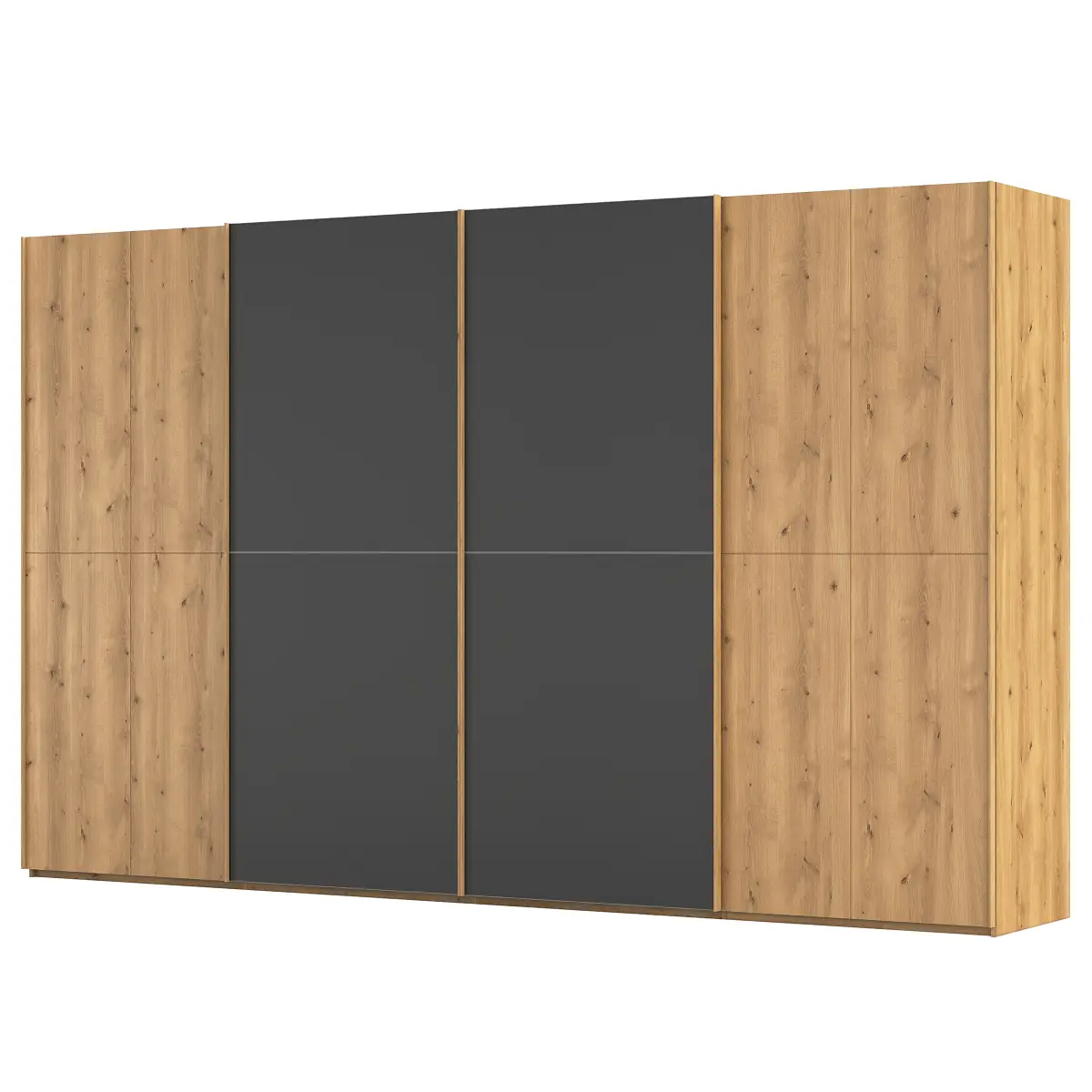 rauch Black Schwebetürenschrank Scale mit Glas Matt 360cm | Schwarz