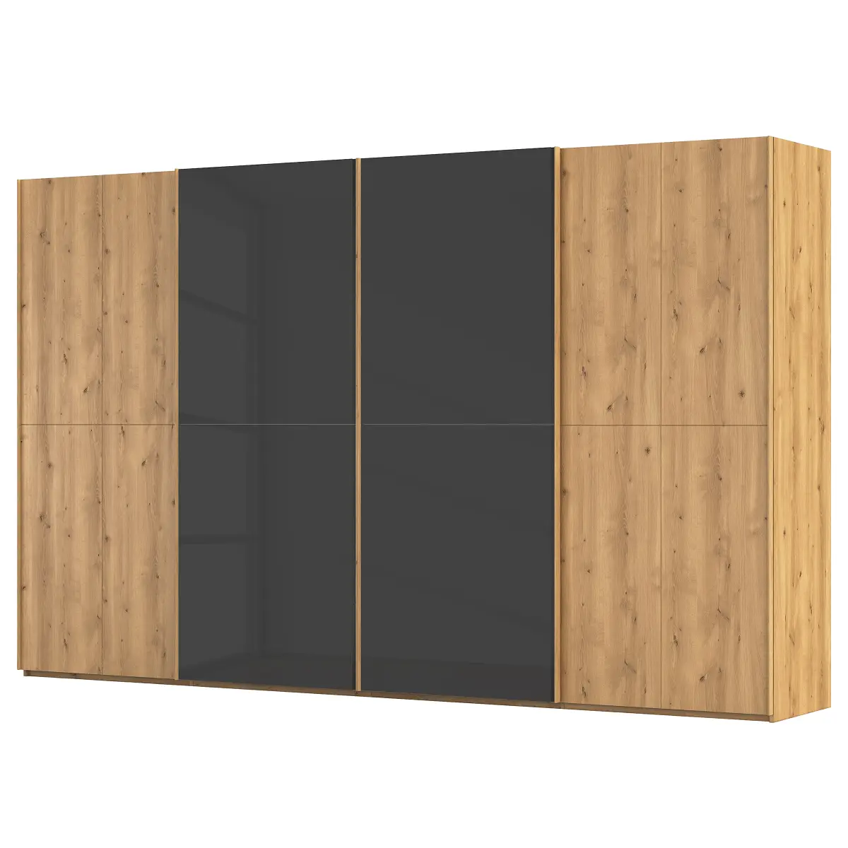 rauch Black Schwebetürenschrank Scale mit Glas 360cm | Schwarz