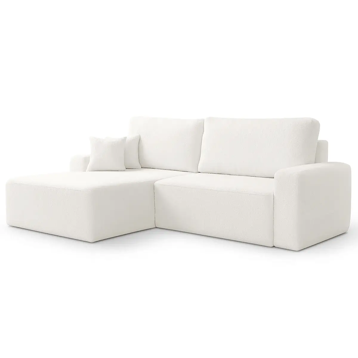 Ecksofa mit Schlaffunktion Beige Bouclé Stoff Coline | Beige