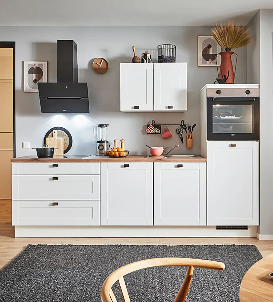 pino Autarke Küchenzeile Landhaus 270cm Ausrichtung rechts Weiß/Matt