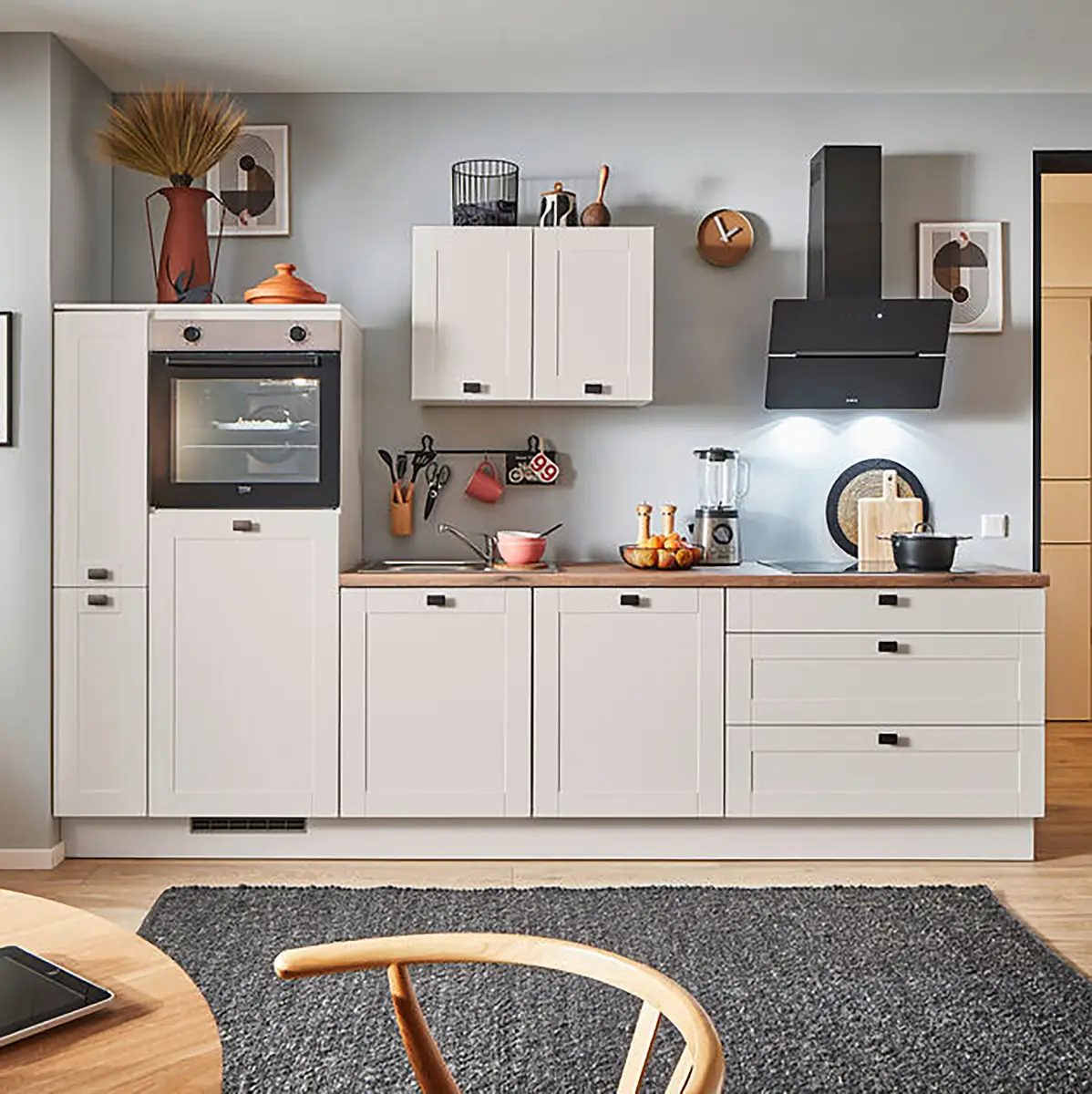 Autarke Küchenzeile Seitenschrank B 290cm Ausrichtung links