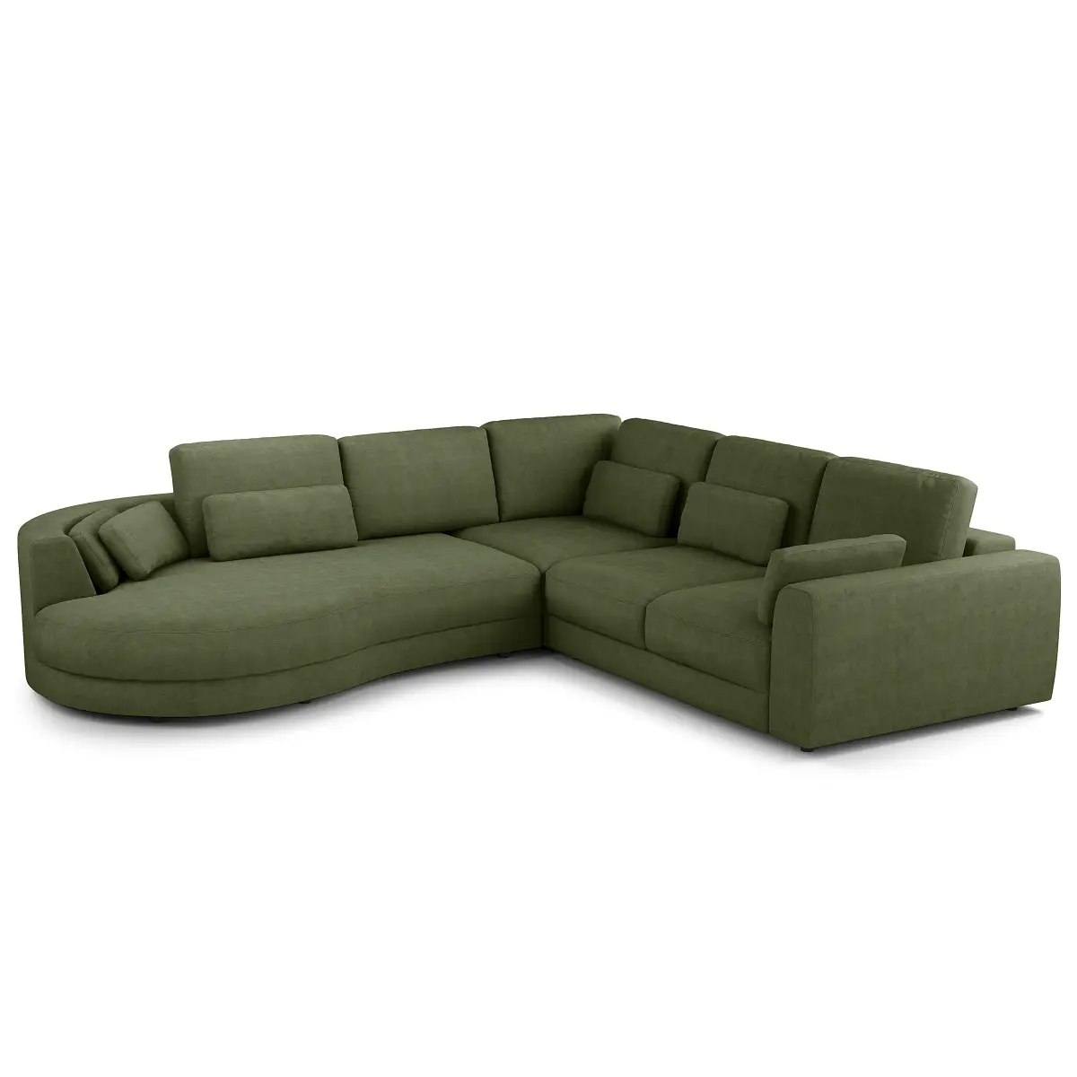 Ecksofa 2-Sitzer mit Ottomane Grün Cordstoff Snor | Grün