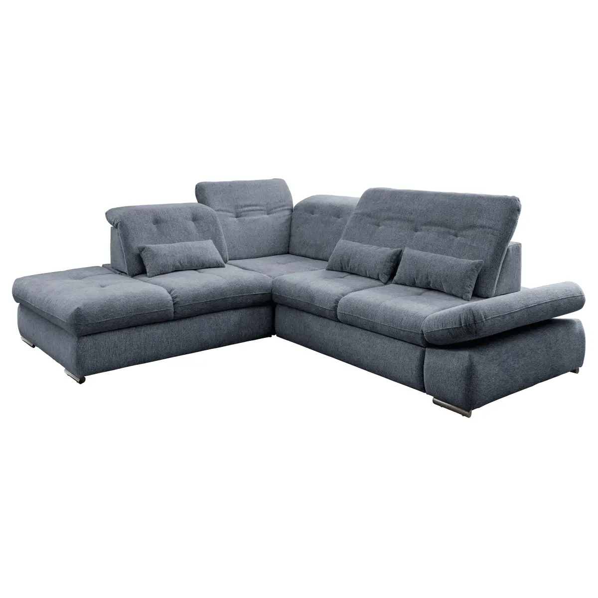 Fredriks Ecksofa mit Ottomane & Funktion Blau Webstoff Venka | Blau