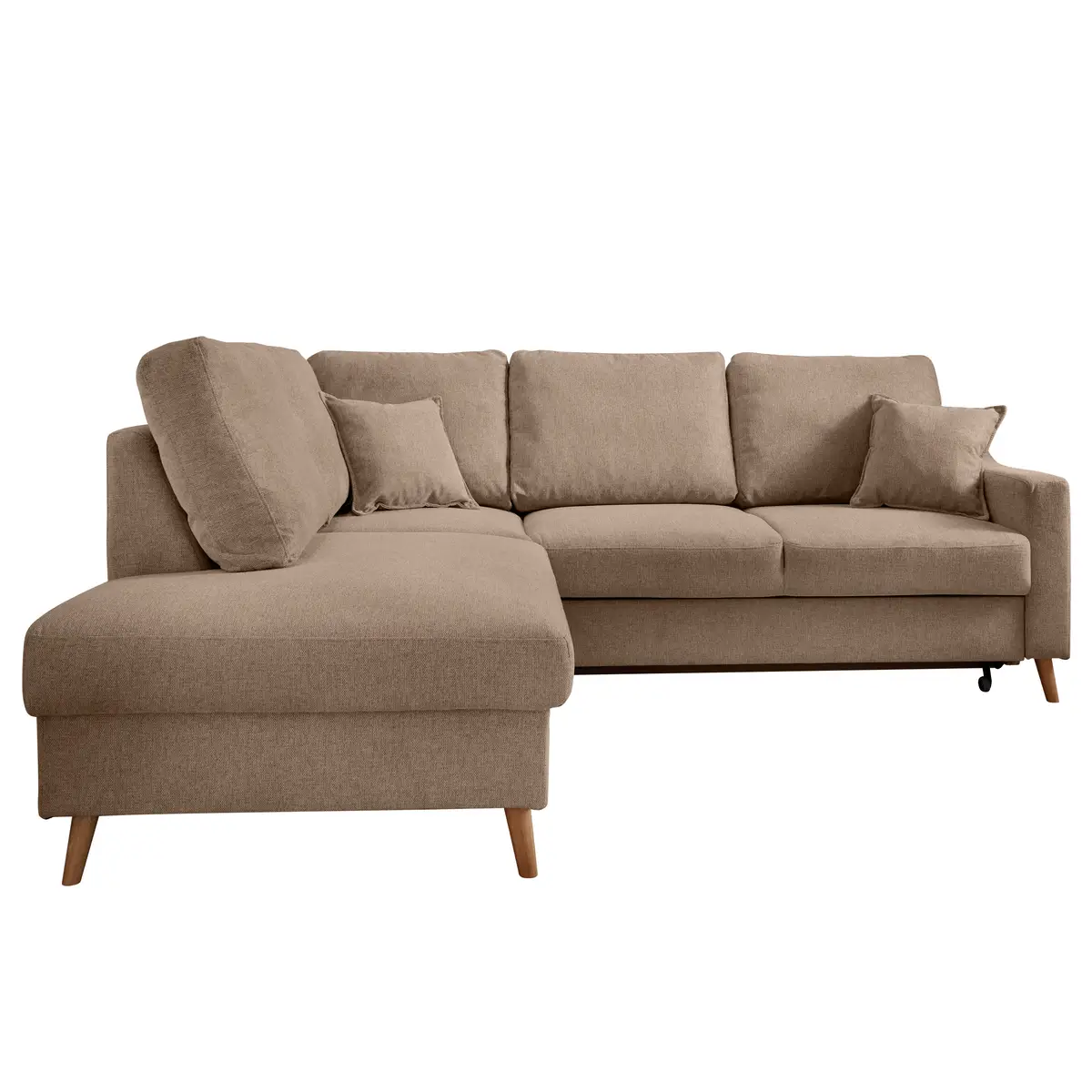 Fredriks Ecksofa mit Ottomane & Funktion Braun Webstoff Jimin | Braun