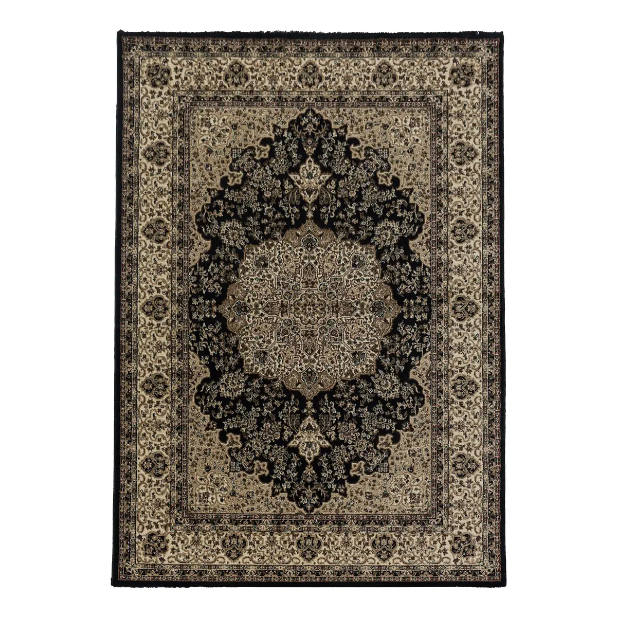 Kurzflorteppich Kashmir 2608 Schwarz 80 x 150cm Polyester