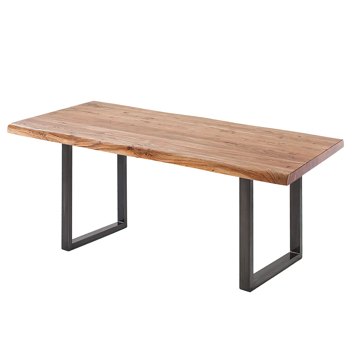 Massiver Baumkanten-Esstisch 140 x 80cm Braun/Akazie Braun U-Form