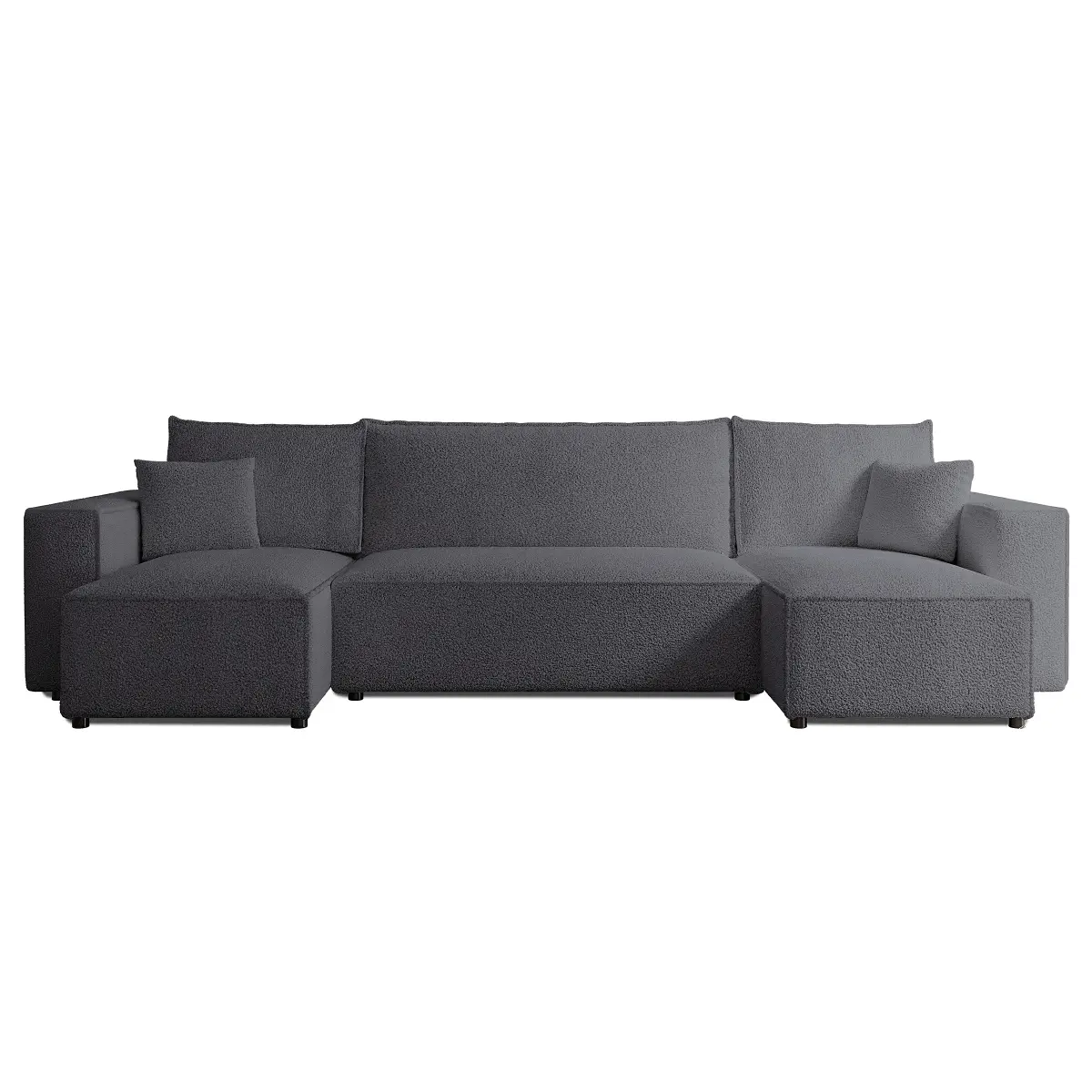 Wohnlandschaft mit Schlaffunktion Grau/Dunkelgrau Teddystoff Quila