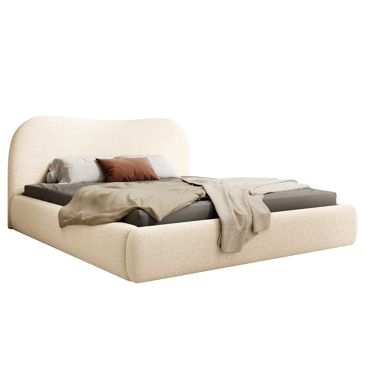 Polsterbett Simsalo mit Stauraum 140 x 200cm Bouclé Stoff Abby