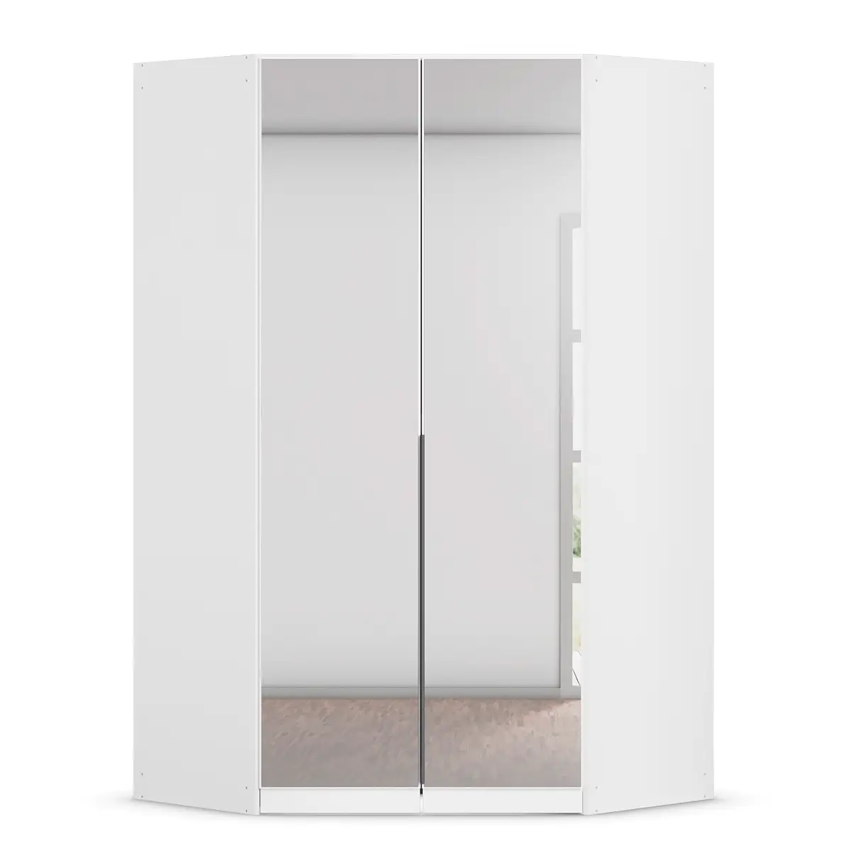 Eckschrank Alabama Typ A 229cm Weiß/Alpinweiß Grau mit Spiegeltür/-en