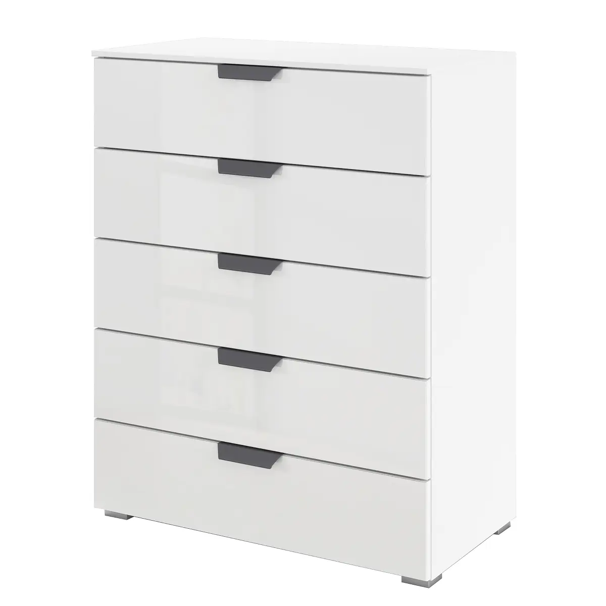 rauch Orange Kommode Aditio mit 5 Schubladen 80cm Weiß/Glas Weiß/Weiß