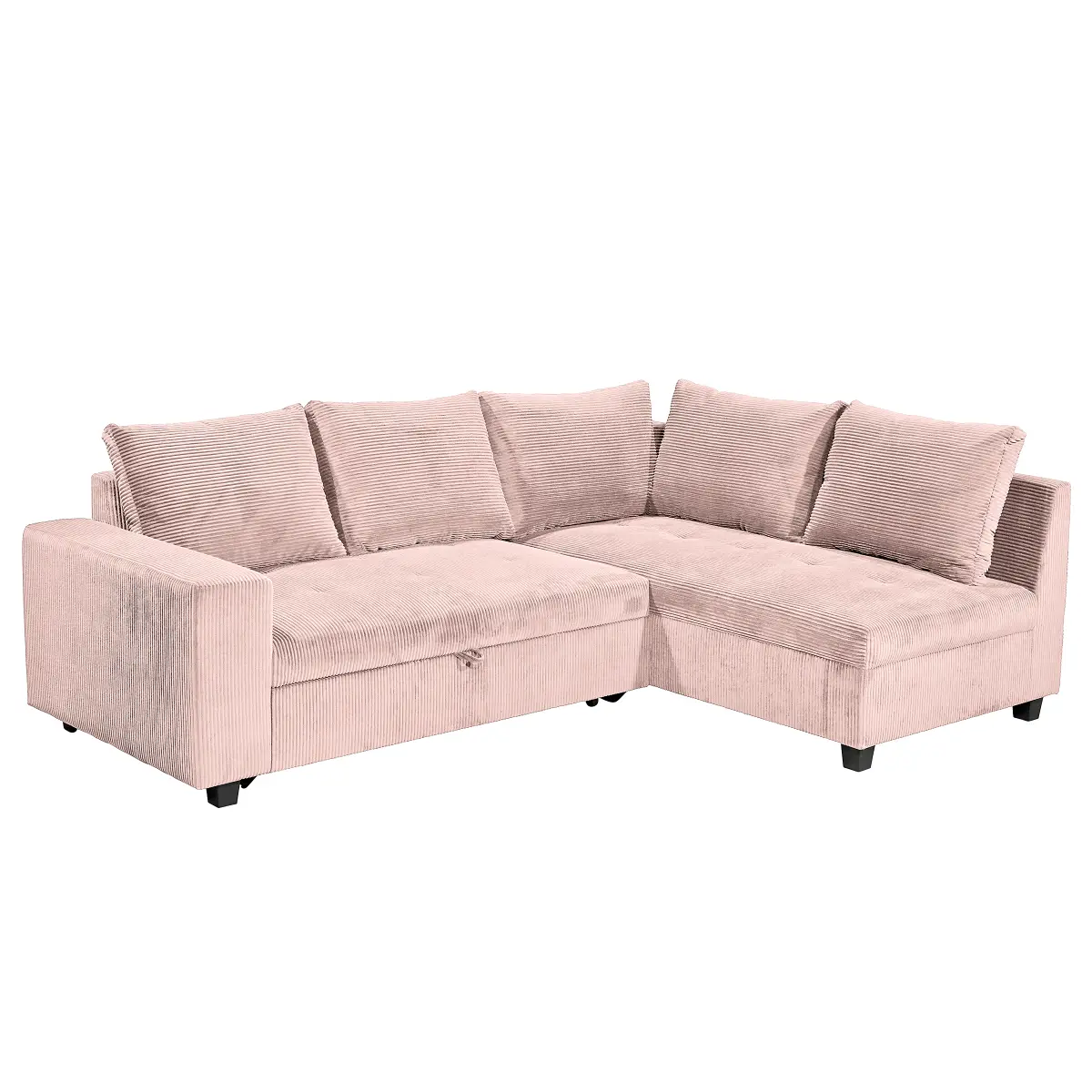 Ecksofa mit Schlaffunktion Pink Cordstoff Zuri | Pink