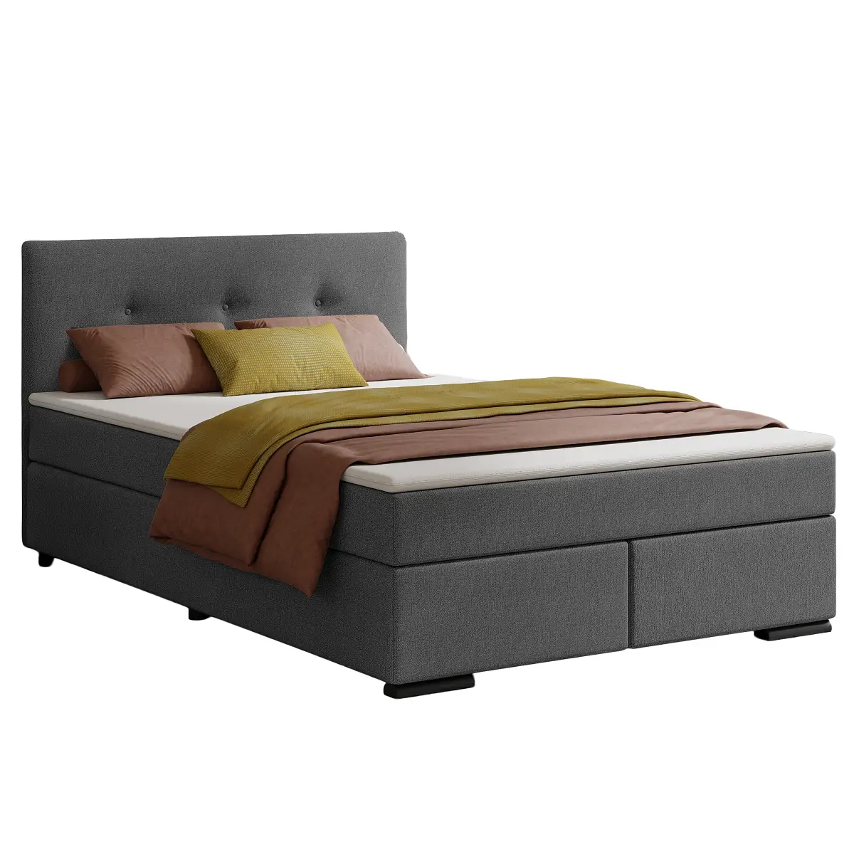 Boxspring-/Familienbett Rheem Typ A 120 x 220cm Webstoff Mavie Schwarz
