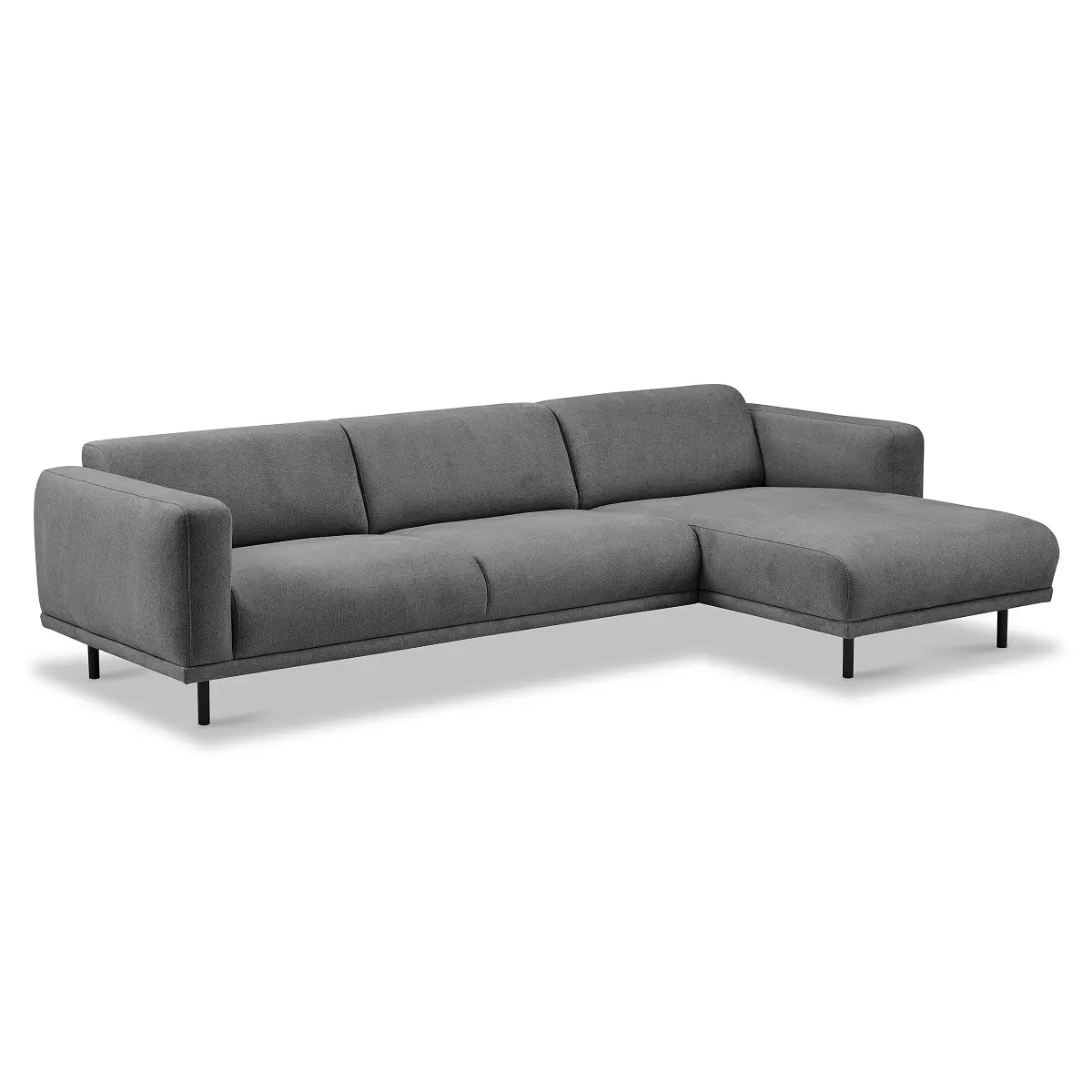 Studio Copenhagen Ecksofa mit Longchair Grau Webstoff Palmira | Grau