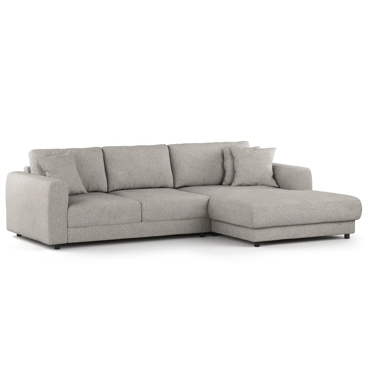 Ecksofa mit Longchair Grau Bouclé Stoff Coletta | Grau
