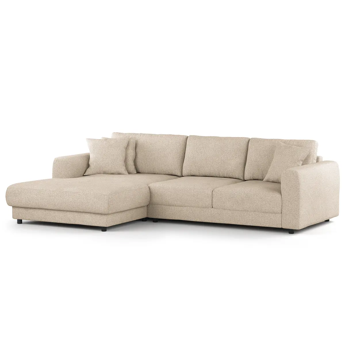 Ecksofa mit Longchair Beige Bouclé Stoff Coletta | Beige