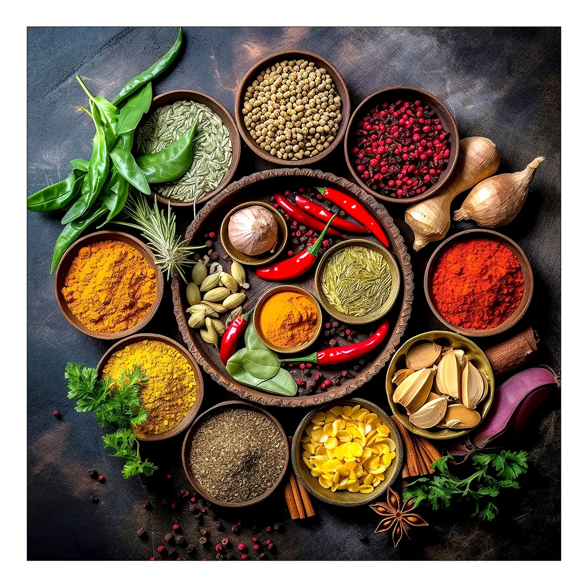 Glasbild Colorful Spice Creation | Mehrfarbig