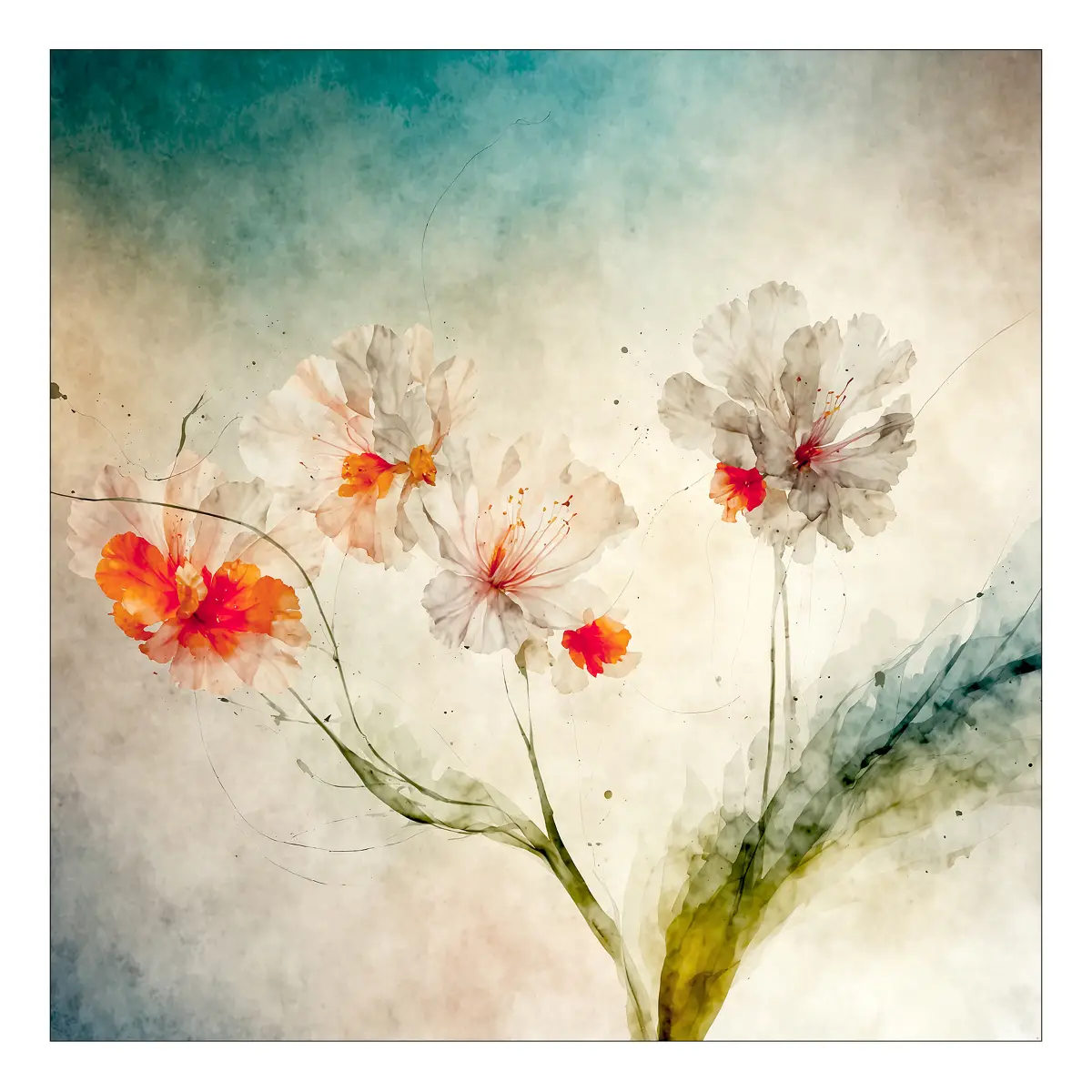 Glasbild Delicate Floral Structure Typ B | Mehrfarbig