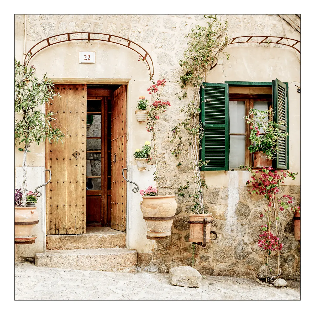 Glasbild Mediterranean House Typ B | Mehrfarbig