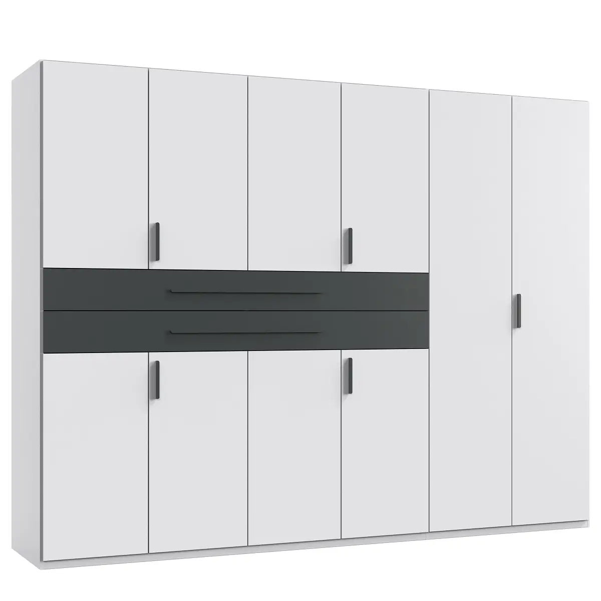 Drehtürenschrank Digit Typ B 270cm Schwarz/Weiß/Weiß/Graphit