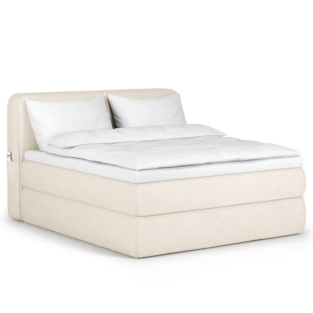 Premium Boxspringbett 200 x 200cm Webstoff Wiam Weiß H2 / H3