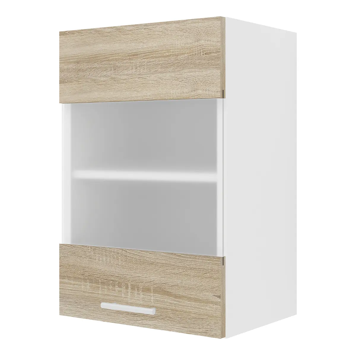 Hängeschrank Esilo mit Glastür 40cm Weiß/Eiche Sonoma Dekor/Weiß