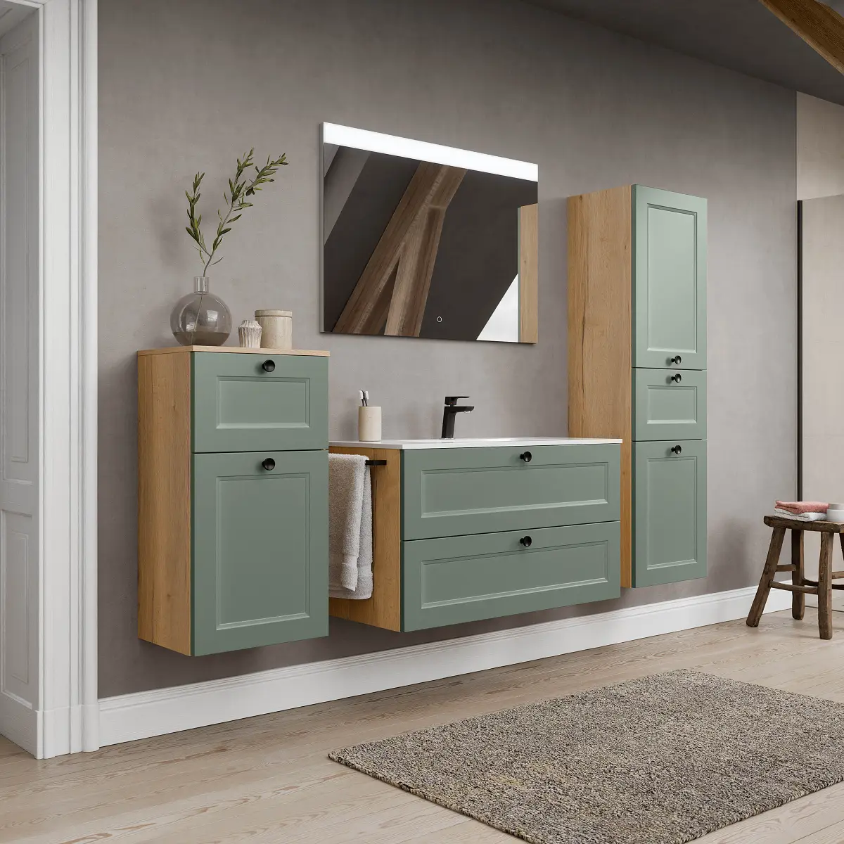 Badset Cascada 4-teilig Kombi F 190cm Grün/Schilfgrün | Grün