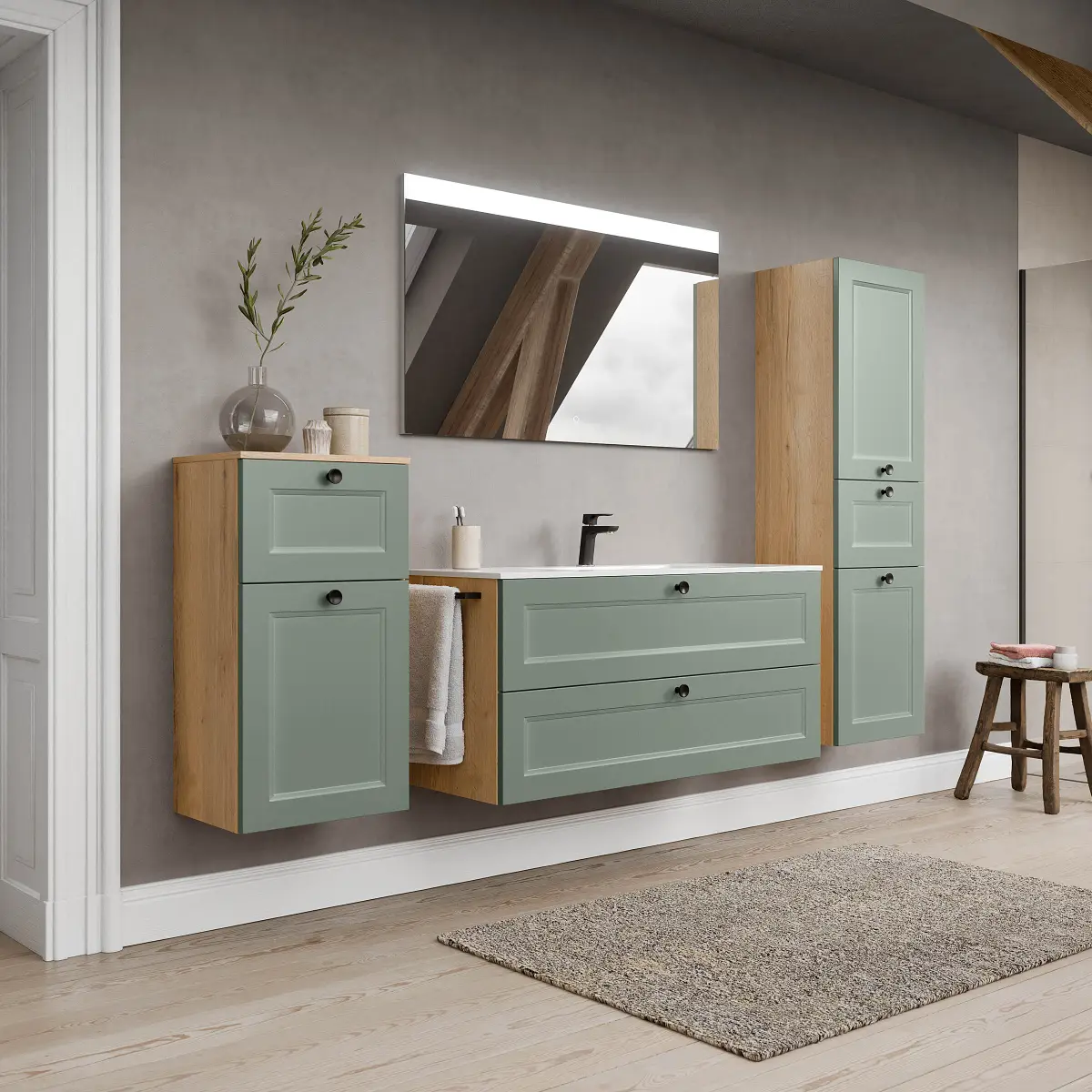 Badset Cascada 4-teilig Kombi F 210cm Grün/Schilfgrün | Grün