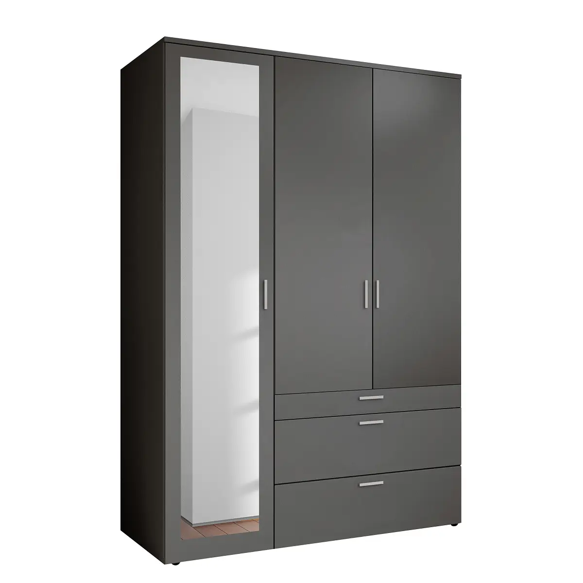 Drehtürenschrank Mohinora 135cm Grau/Graphit | Grau