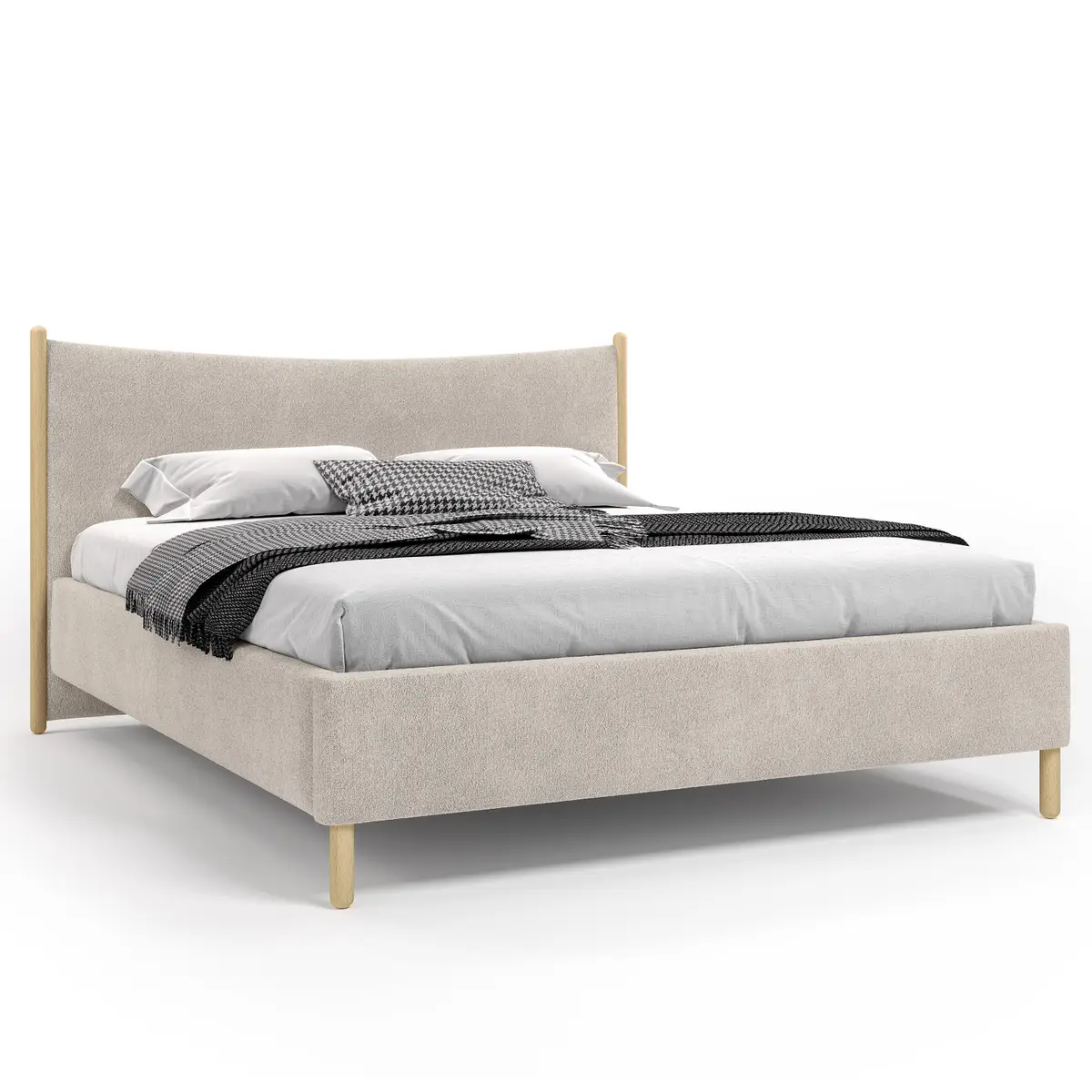 Studio Copenhagen Polsterbett 180 x 200cm Bouclé Stoff Sideri Beige