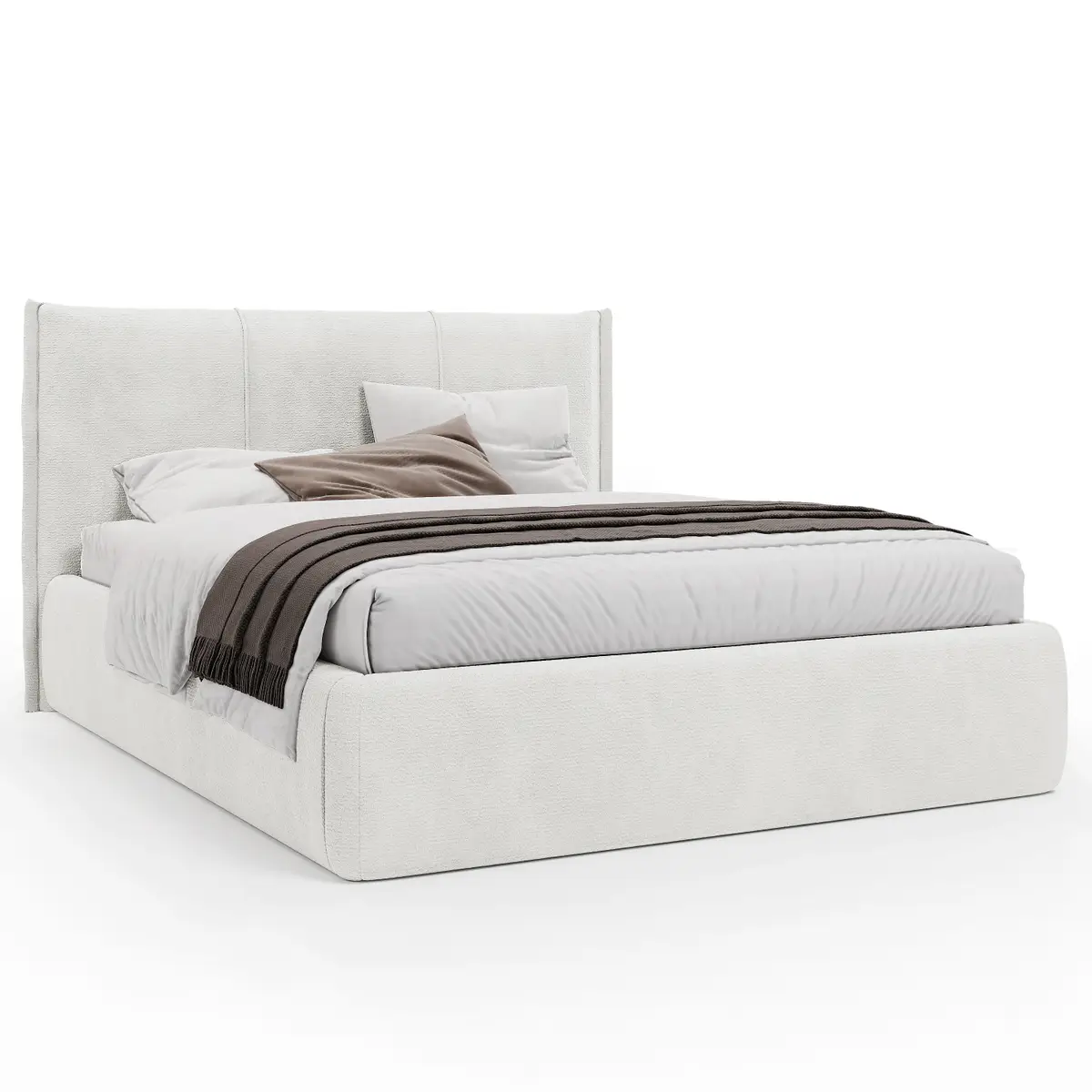 Polsterbett 140 x 200cm Chenille Vinca Beige | Beige