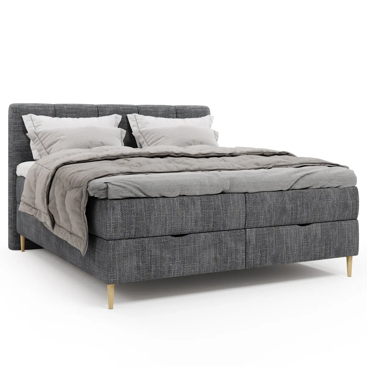 Boxspringbett 160 x 200cm Webstoff Krupa Grau | Grau