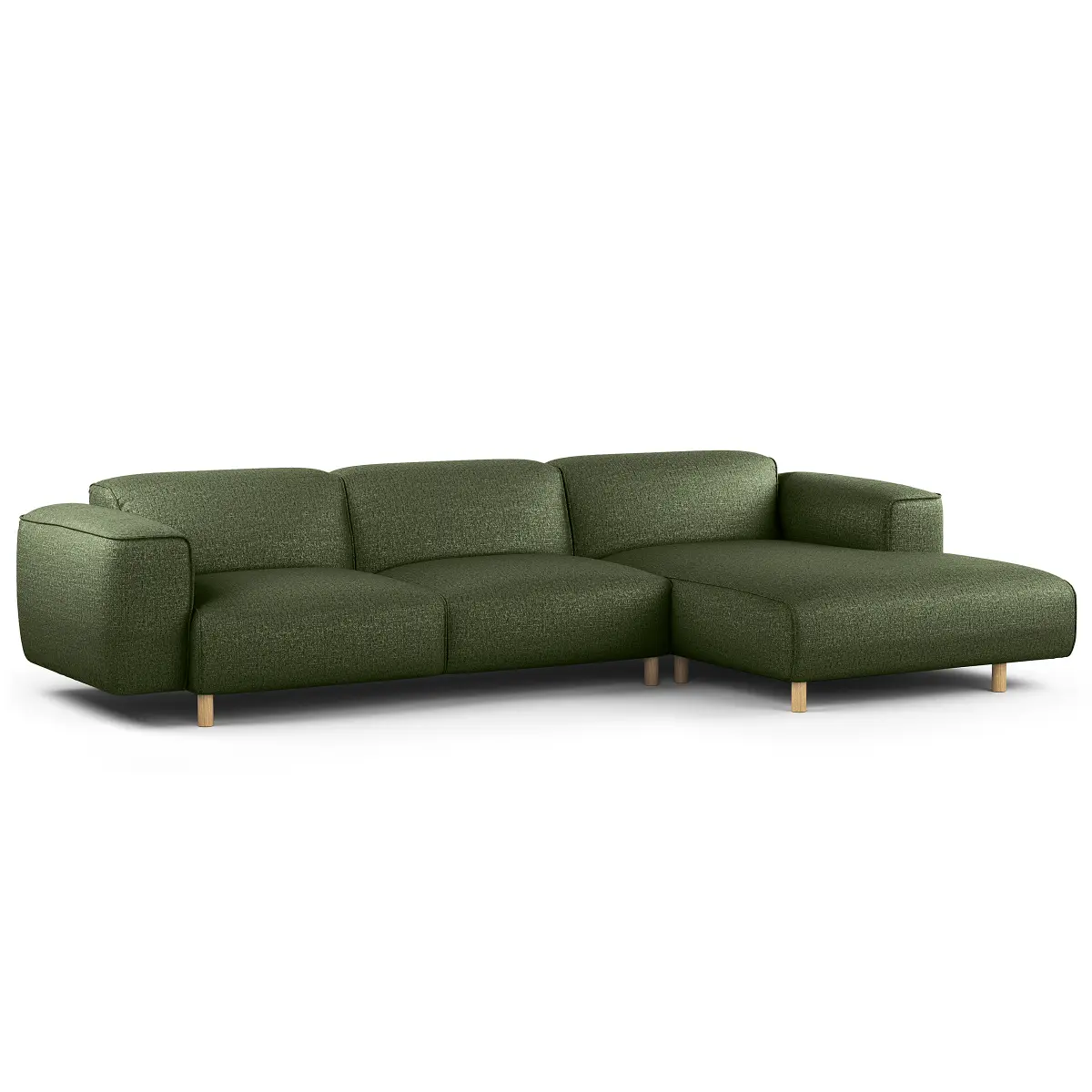 Ecksofa 2,5-Sitzer mit Longchair Grün Chenille Buladi | Grün
