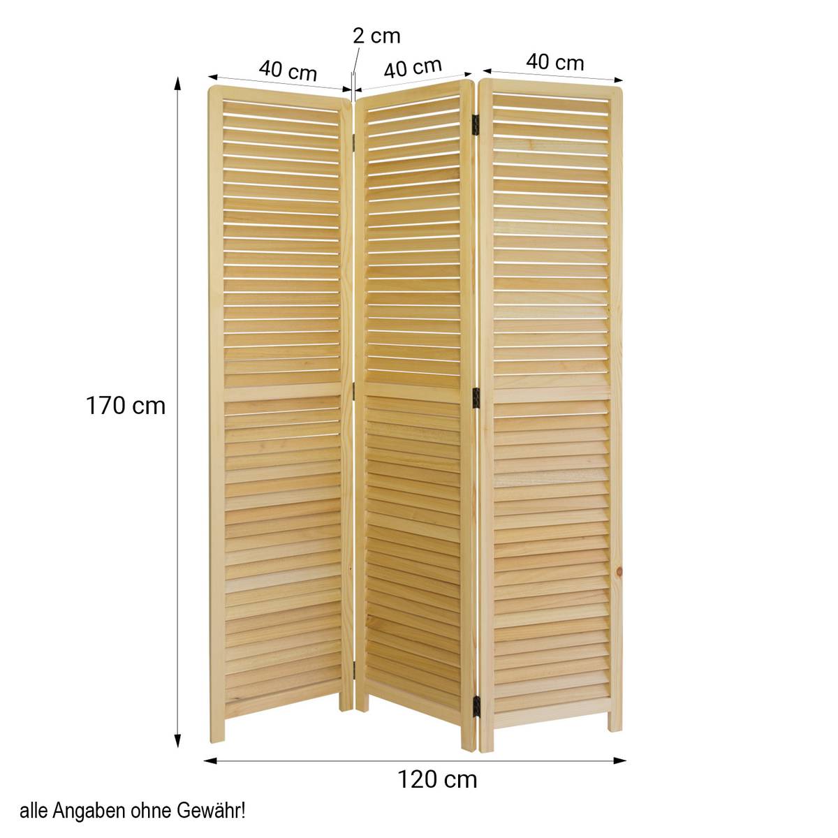 3fach Holz Paravent mit Holzlamellen kaufen home24